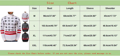 Men'S Novelty Christmas Ugly Sweater Turtleneck Thermal Snowflake Printed Long Sleeve Hoodie Pullover