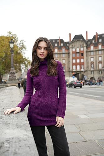 Cream Turtleneck Sweater Dress