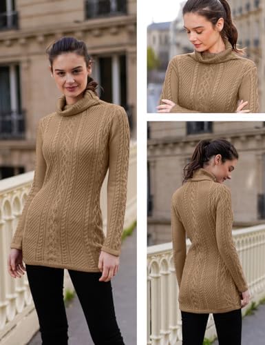 Cream Turtleneck Sweater Dress