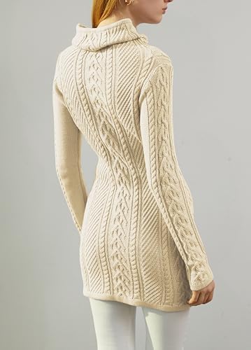 Cream Turtleneck Sweater Dress