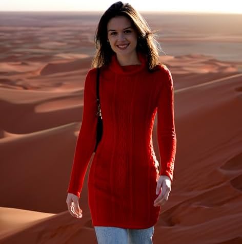 Cream Turtleneck Sweater Dress