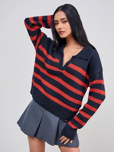 Marlow™ Striped V-Neck Knit Sweater