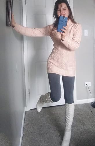 Cream Turtleneck Sweater Dress