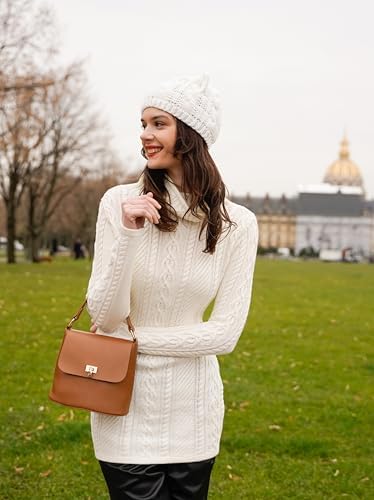 Cream Turtleneck Sweater Dress