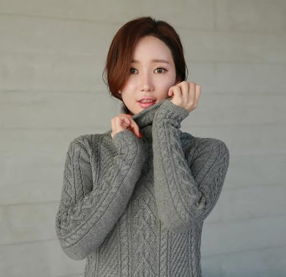 Cream Turtleneck Sweater Dress