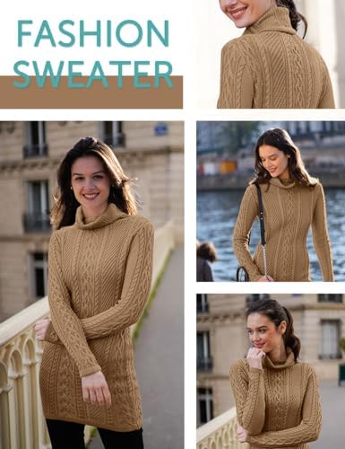 Cream Turtleneck Sweater Dress