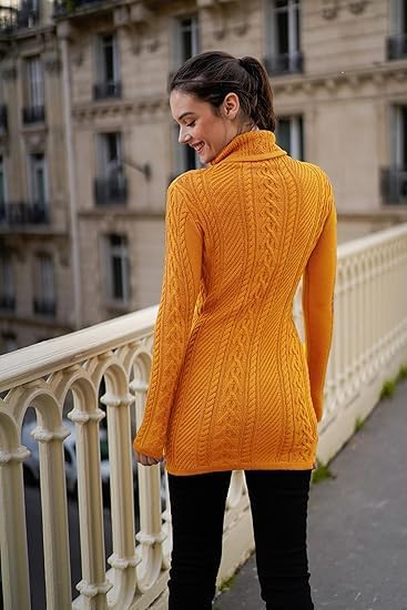 Cream Turtleneck Sweater Dress