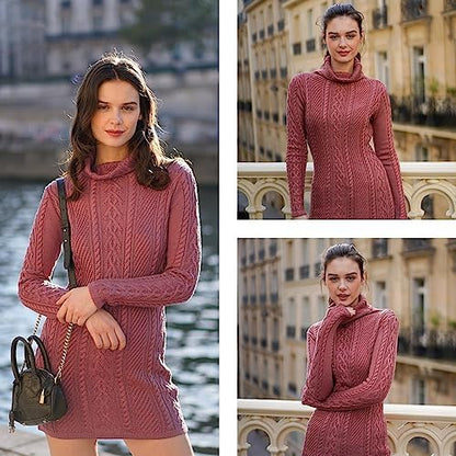 Cream Turtleneck Sweater Dress