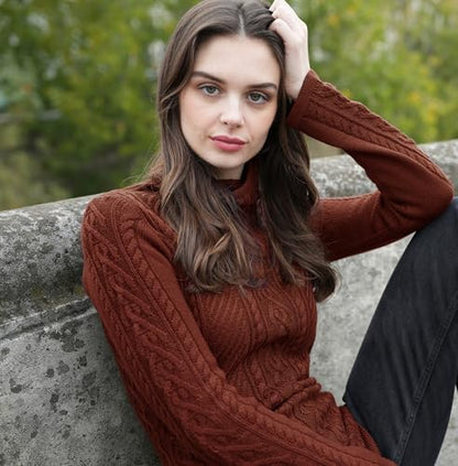 Cream Turtleneck Sweater Dress