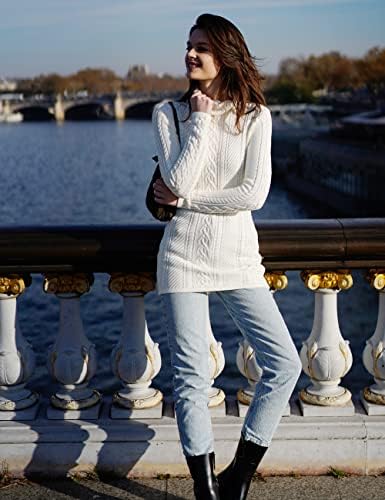 Cream Turtleneck Sweater Dress