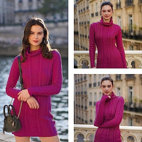 Cream Turtleneck Sweater Dress