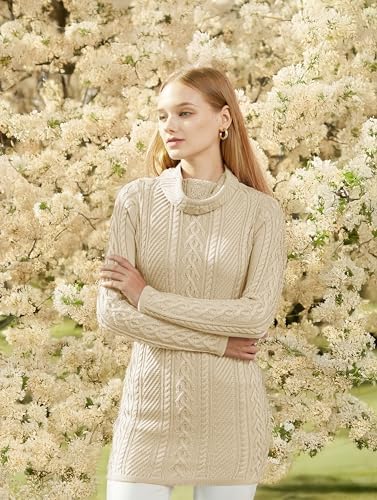 Cream Turtleneck Sweater Dress