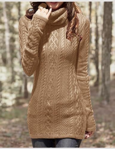 Cream Turtleneck Sweater Dress