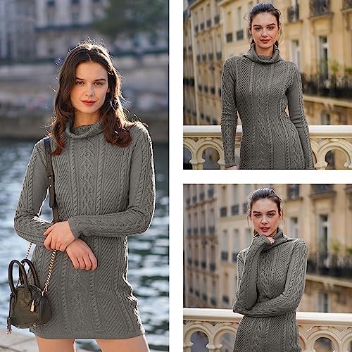 Cream Turtleneck Sweater Dress