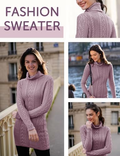 Cream Turtleneck Sweater Dress